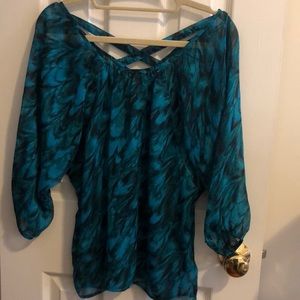Sheer turquoise shirt